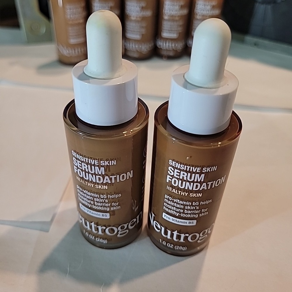 2 Pk: Neutrogena Healthy Skin Sensitive Serum Foundation 1oz‎ ea Deep 01 & 02